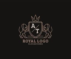 inicial no modelo de logotipo de luxo real de leão de carta em arte vetorial para restaurante, realeza, boutique, café, hotel, heráldica, joias, moda e outras ilustrações vetoriais. vetor