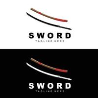 espada logotipo, samurai Katana monocromático projeto, vetor guerra arma corte ferramenta modelo ícone