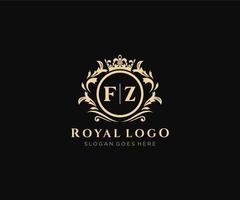 inicial fz carta luxuoso marca logotipo modelo, para restaurante, realeza, butique, cafeteria, hotel, heráldico, joia, moda e de outros vetor ilustração.