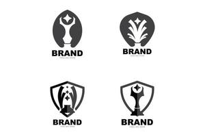 design de logotipo de troféu, vetor de troféu de campeonato vencedor do prêmio, marca de sucesso