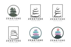 design de logotipo de pedra de equilíbrio, pedra de terapia vetorial, pedra de massagem, pedra quente e zenstone, ilustração de marca de produto vetor