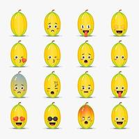 Conjunto de carambola fofa com emoticons vetor