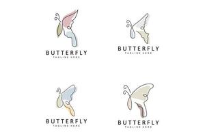 logotipo da borboleta, design animal com belas asas, animais decorativos, marcas de produtos vetor