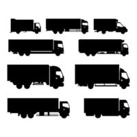 conjunto de caminhões em fundo branco vetor