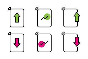 combustível conjunto ícone com Setas; flechas acima ou abaixo. diesel o negócio conceito vetor