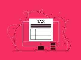 pagamento de impostos on-line, cálculo de imposto de renda. banner moderno com vermelho monocolor vetor