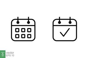 calendário linha ícone. simples esboço estilo. data, planejador, pictograma, dia, mês, agendar, Tempo evento organizador símbolo conceito. vetor ilustração isolado em branco fundo. eps 10.