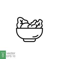 salada ícone. simples esboço estilo. orgânico Comida dentro tigela, saúde, vegetais, placa, restaurante conceito. fino linha símbolo. vetor ilustração isolado em branco fundo. eps 10.