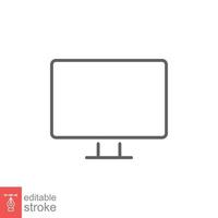 monitor linha ícone. simples esboço estilo. tela, televisão, Área de Trabalho computador exibição conceito. vetor ilustração isolado em branco fundo. editável acidente vascular encefálico eps 10.