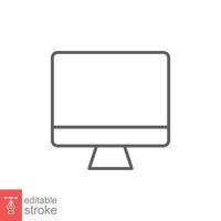 monitor linha ícone. simples esboço estilo. tela, televisão, Área de Trabalho computador exibição conceito. vetor ilustração isolado em branco fundo. editável acidente vascular encefálico eps 10.