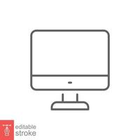 monitor linha ícone. simples esboço estilo. tela, televisão, Área de Trabalho computador exibição conceito. vetor ilustração isolado em branco fundo. editável acidente vascular encefálico eps 10.