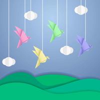 Origami Bird Animal Background vetor