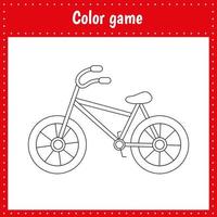 coloração página do uma bicicleta para crianças vetor