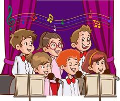 crianças cantando dentro coro vetor