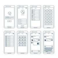 Elementos do wireframe de aplicativos vetor