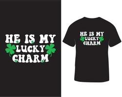 ele é meu por sorte charme st patrick's dia camiseta Projeto pró baixar vetor