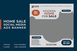 modelo de banner de anúncios de mídia social de venda de casa moderna vetor
