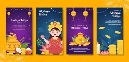 akshaya tritiya festival social meios de comunicação histórias desenho animado mão desenhado modelos fundo ilustração vetor