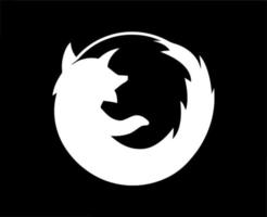 Mozilla Raposa de fogo marca logotipo símbolo branco Projeto navegador Programas ilustração vetor com Preto fundo