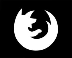 Mozilla Raposa de fogo navegador marca logotipo símbolo branco Projeto Programas vetor ilustração com Preto fundo