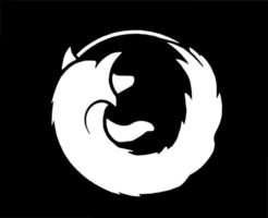 Mozilla Raposa de fogo navegador logotipo marca símbolo branco Projeto Programas ilustração vetor com Preto fundo