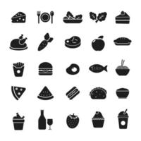 conjunto do alimentos ícone dentro glifo estilo vetor