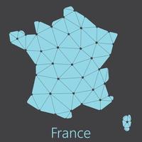 vetor baixo poligonal França mapa.