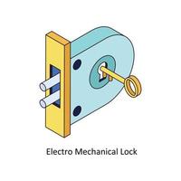 eletro mecânico trava vetor isométrico ícones. simples estoque ilustração