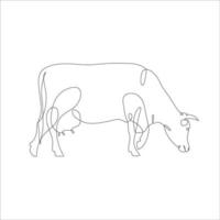 vaca dentro contínuo linha arte desenhando estilo. contínuo linha desenhando do gado. vaca dentro abstrato e minimalista linear ícone. vetor ilustração