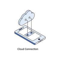 nuvem conexão vetor isométrico ícones. simples estoque ilustração