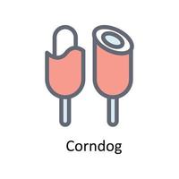 corndog vetor preencher esboço ícones. simples estoque ilustração estoque
