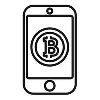 Smartphone bitcoin ícone esboço vetor. quadra cadeia vetor