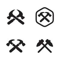 modelo de design de logotipo de martelo cruzado vetor