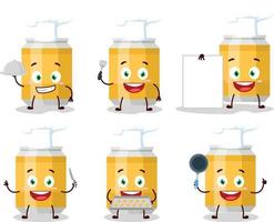 desenho animado personagem do Cerveja pode com vários chefe de cozinha emoticons vetor