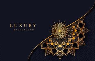 fundo luxuoso com ornamento de mandala de arabescos islâmicos dourados em superfície escura vetor