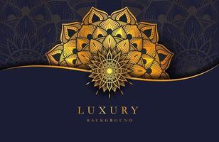 fundo luxuoso com ornamento de mandala de arabescos islâmicos dourados em superfície escura