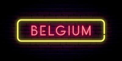 Bélgica néon placa. brilhante luz tabuleta. vetor bandeira.