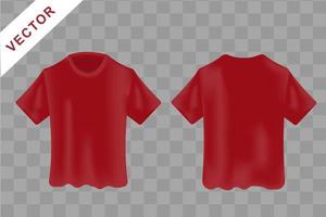 vermelho, em branco camiseta realista brincar. frente e costas lados, curto manga camisa para imprimir, vetor Projeto modelo