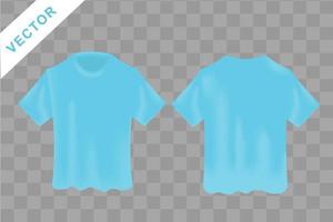 azul mar, em branco camiseta realista brincar. frente e costas lados, curto manga camisa para imprimir, vetor Projeto modelo