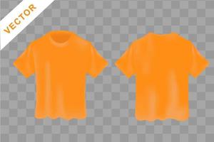 laranja, em branco camiseta realista brincar. frente e costas lados, curto manga camisa para imprimir, vetor Projeto modelo