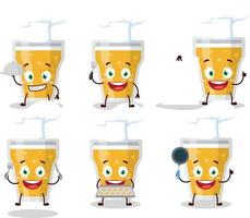 desenho animado personagem do vidro do Cerveja com vários chefe de cozinha emoticons vetor