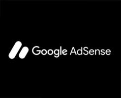 Google adsense símbolo logotipo com nome branco Projeto vetor ilustração com Preto fundo