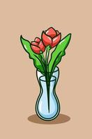 ilustração de desenho de vaso de flores lindo vetor