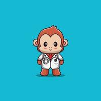 fofa macaco médico desenho animado mascote logotipo modelo vetor