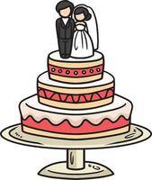 Casamento bolo desenho animado colori clipart ilustração vetor