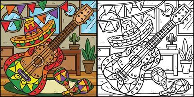 cinco de maionese guitarra e maracás ilustração vetor