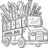 costas para escola ônibus isolado coloração página para crianças vetor