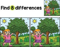 terra dia feliz menina dentro árvore encontrar a diferenças vetor