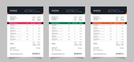 fatura criativo moderno corporativo vetor modelo Projeto com 3 cor variação.