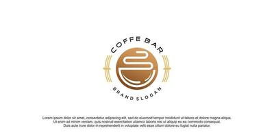 café logotipo com criativo e simples Projeto ícone Prêmio vetor